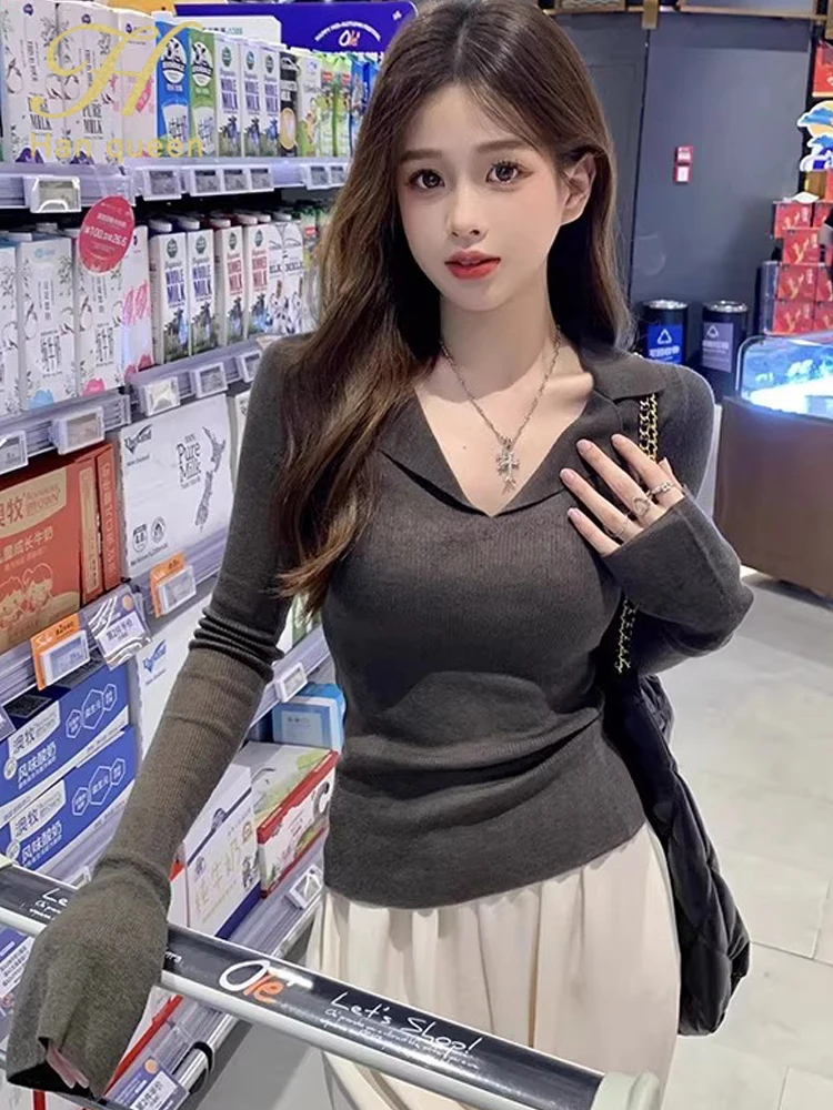  H Han Queen 2025 Autumn Elegant Korean Simple Sexy Interior Base Sweaters Long Sleeve Casual Tops Pullovers Woman Clothing
H Han Queen 2025 Autumn Elegant Korean Simple Sexy Interior Base Sweaters Long Sleeve Casual Tops Pullovers Woman Clothing