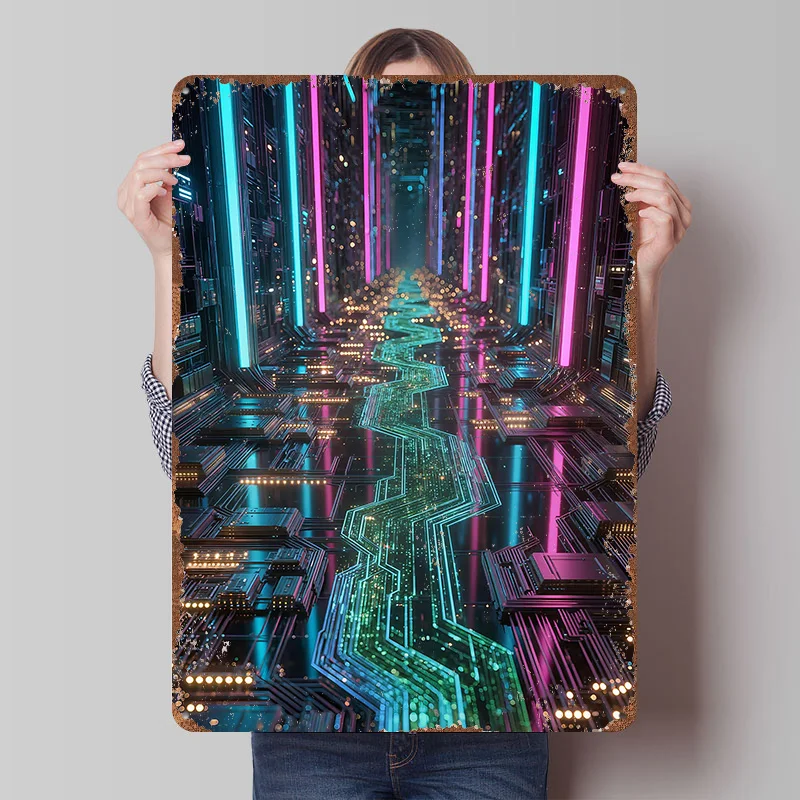 Cyberpunk Circuit Board Corridor Metal Poster Customized Wall Art Retro Vintage Tinplate Signs for Aesthetic Decoration Room
Cyberpunk Circuit Board Corridor Metal Poster Customized Wall Art Retro Vintage Tinplate Signs for Aesthetic Decoration Room