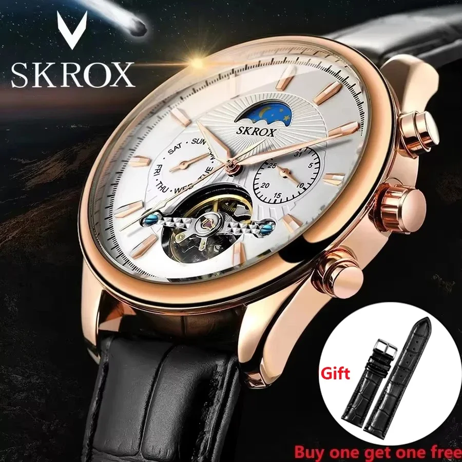 Men's Luxury Designer Watches Tourbillon Moon Phase Automatic Movement Elegant Mechanical Man Wristwatch Genuine Leather Clock
Men's Luxury Designer Watches Tourbillon Moon Phase Automatic Movement Elegant Mechanical Man Wristwatch Genuine Leather Clock