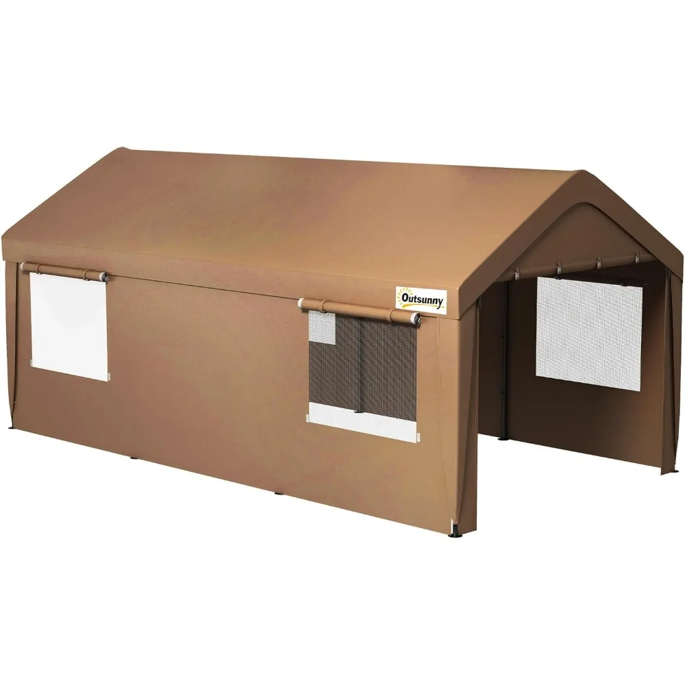 10' X 20' Portable Garage, Heavy Duty Car Port Canopy with 2 Roll-up Doors & 4 Ventilated Windows, Carport
10' X 20' Portable Garage, Heavy Duty Car Port Canopy with 2 Roll-up Doors & 4 Ventilated Windows, Carport