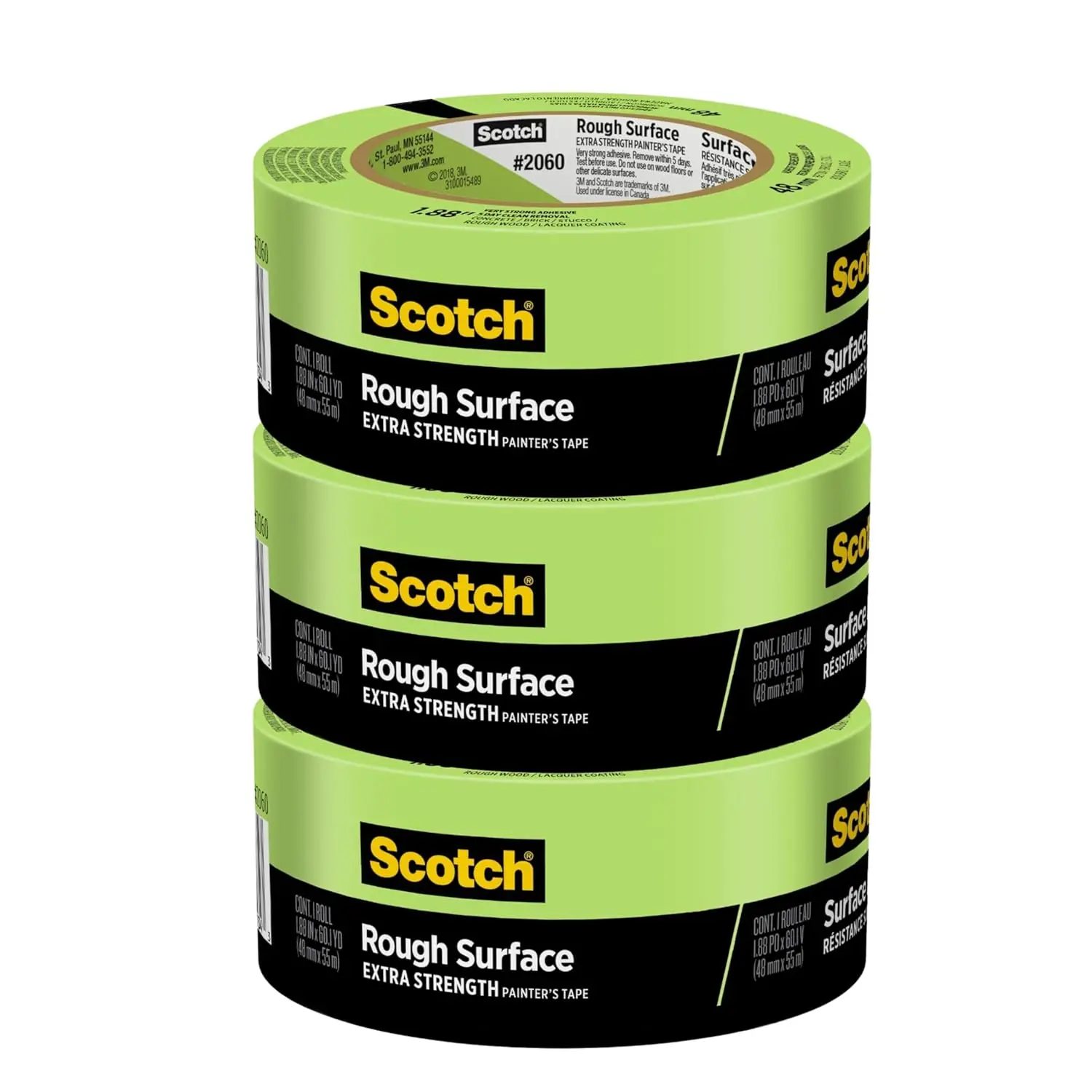 Rough Surface Painter's Tape 2060-48MP, 1.88 in x 60.1 yd (48mm x 55m), 3-Pack – Strong Adhesive, Clean Removal, Tear-R
Rough Surface Painter's Tape 2060-48MP, 1.88 in x 60.1 yd (48mm x 55m), 3-Pack – Strong Adhesive, Clean Removal, Tear-R