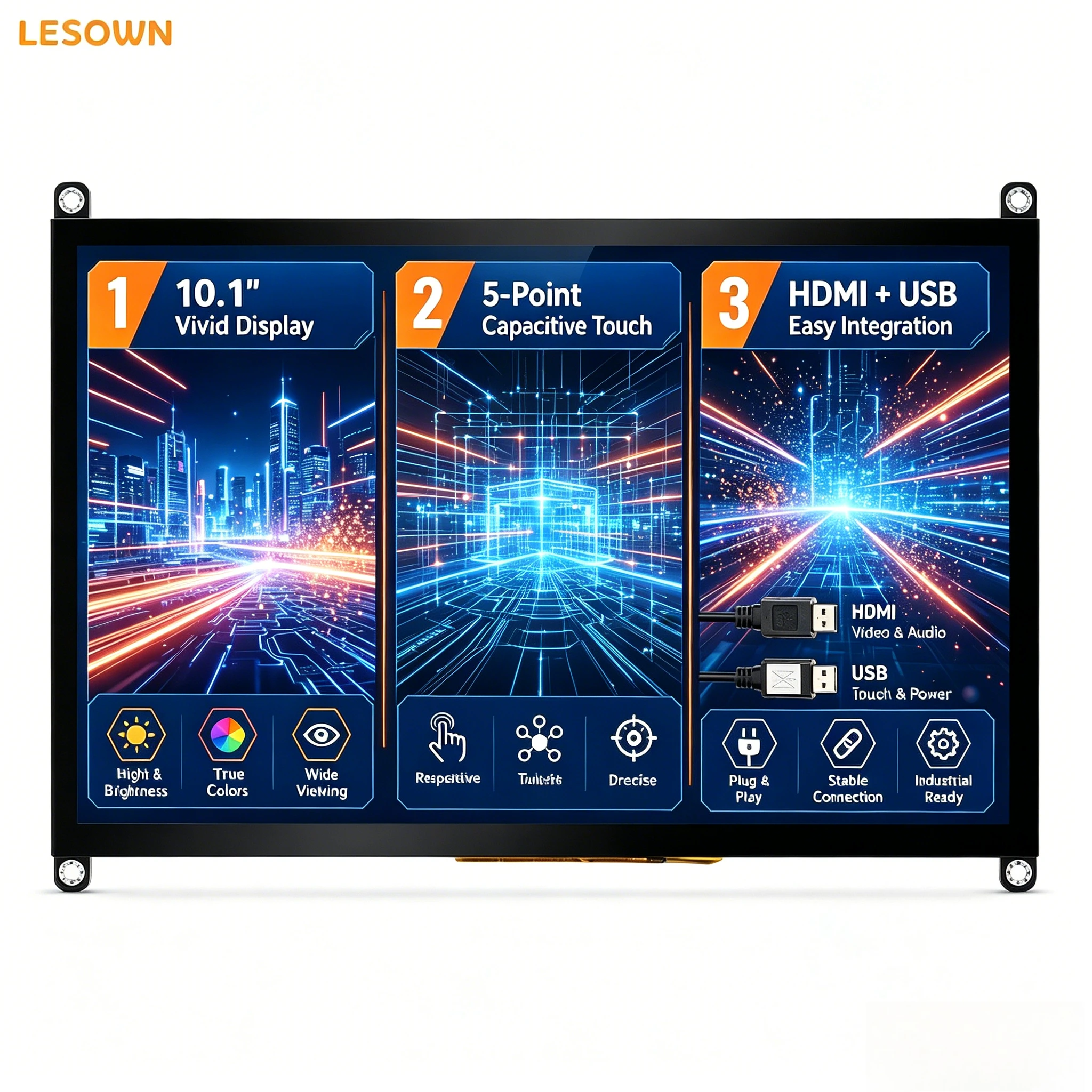 LESOWN 10.1inch Arcade DIY Touch Display 1024x600 IPS Portable Sub Monitor Built-in Audio for RetroPie Gaming Machine
LESOWN 10.1inch Arcade DIY Touch Display 1024x600 IPS Portable Sub Monitor Built-in Audio for RetroPie Gaming Machine