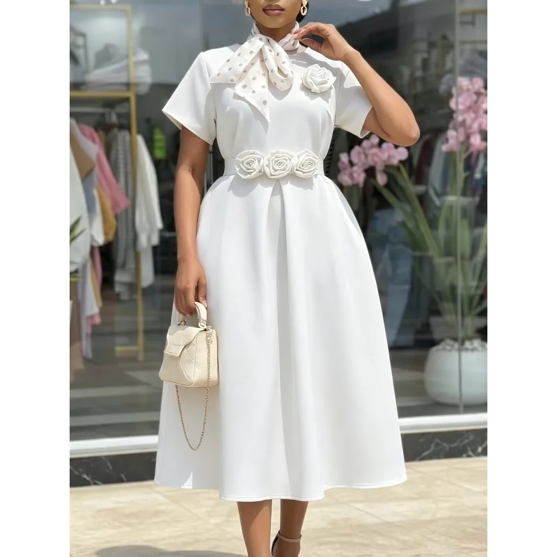Elegant Church Dresses for Women O Neck Short Sleeves 3D Flower Peplum Colorblock Package Hip Causal Office Ladies New Gowns
Elegant Church Dresses for Women O Neck Short Sleeves 3D Flower Peplum Colorblock Package Hip Causal Office Ladies New Gowns