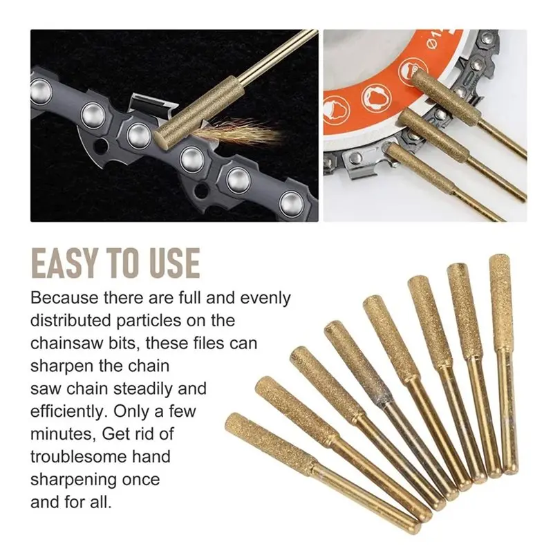 Diamond-Coated 4.0mm Chainsaw Burr Rotary File Abrasive Grinding Head Sharpener Set for Chainsaw Chains
Diamond-Coated 4.0mm Chainsaw Burr Rotary File Abrasive Grinding Head Sharpener Set for Chainsaw Chains
