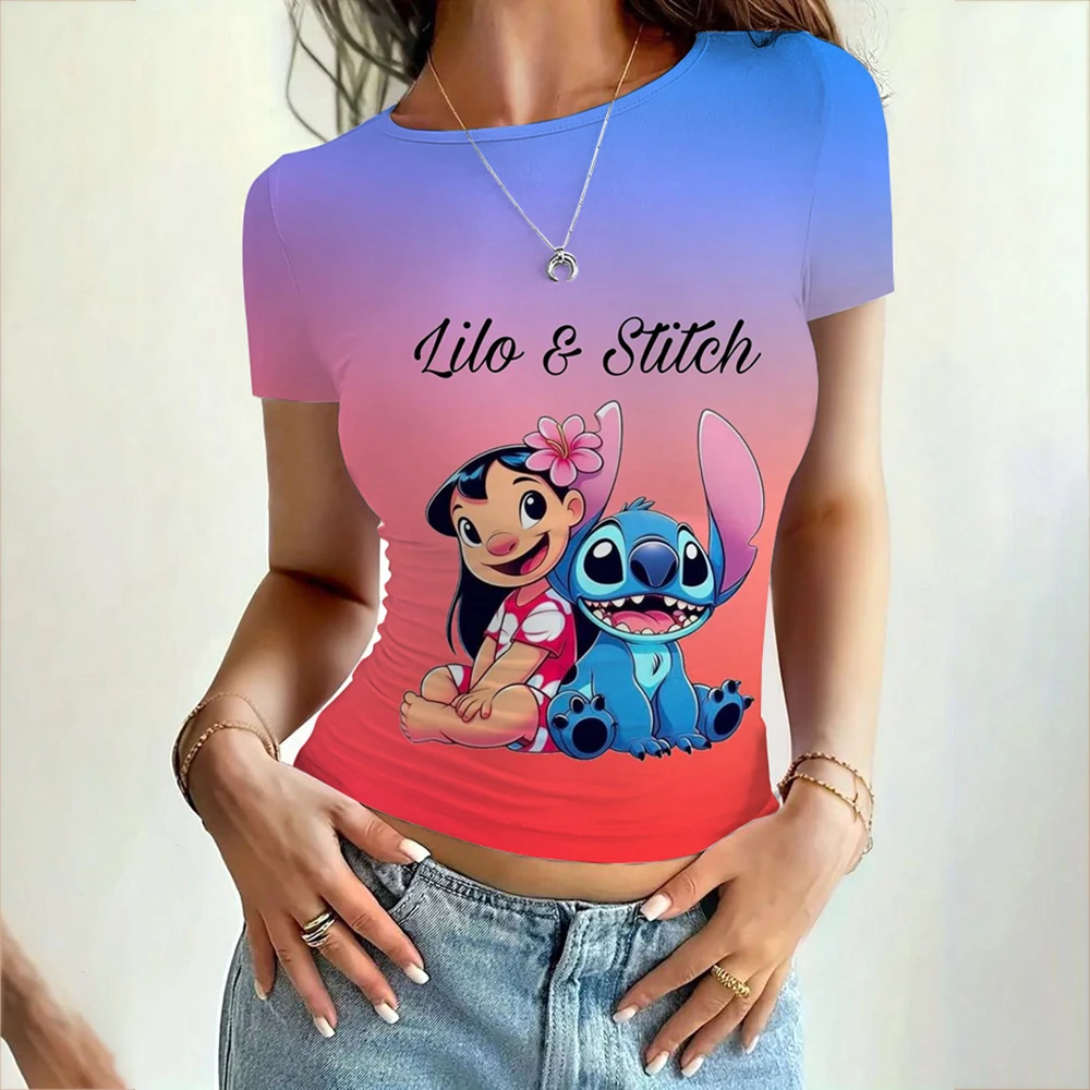 Disney 2025 Sexy O-Neck Slim T Shirt Women Lilo & Stitch Print Elastic Basic Female Casual Tops Short Sleeve Thin Y2K Bodycon
Disney 2025 Sexy O-Neck Slim T Shirt Women Lilo & Stitch Print Elastic Basic Female Casual Tops Short Sleeve Thin Y2K Bodycon