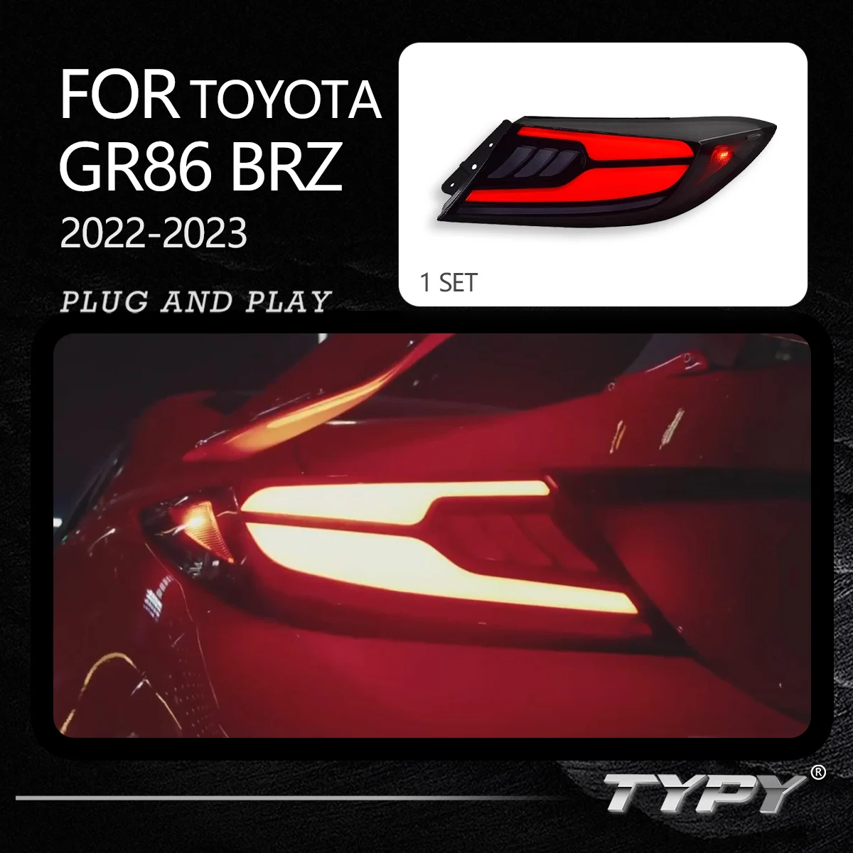 TYPY Dynamic Turn Signal Tail Lamp Automotive Accessories Upgrade Modified New LED For Toyota GR86 BRZ Taillight 2022-2023
TYPY Dynamic Turn Signal Tail Lamp Automotive Accessories Upgrade Modified New LED For Toyota GR86 BRZ Taillight 2022-2023