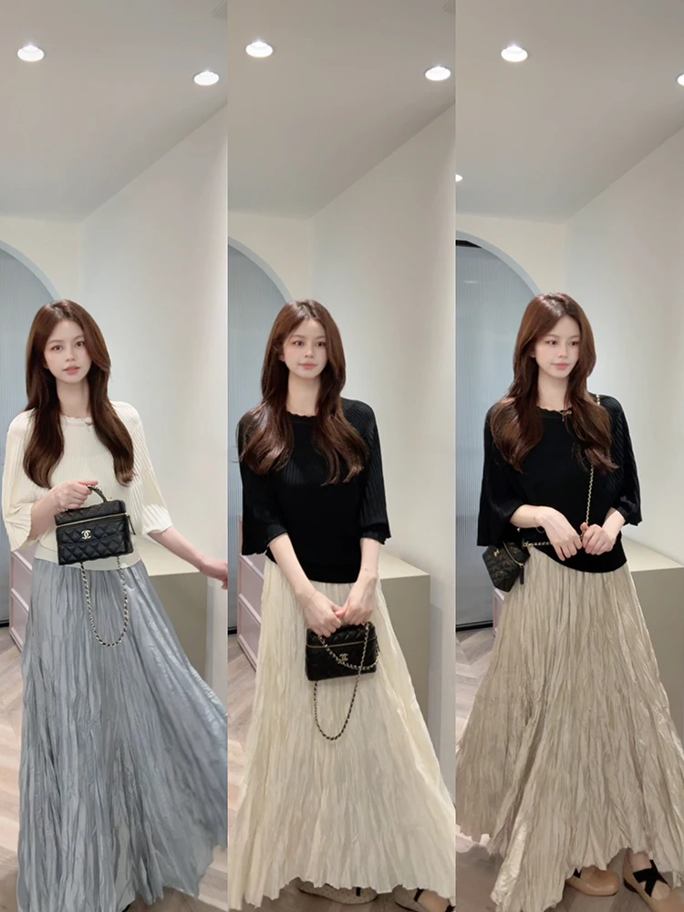 Oversize Skirt with Flared Hemline Artistic Pleated Long Half-length Polyester Fiber High Waist A-line Ladies Skirt
Oversize Skirt with Flared Hemline Artistic Pleated Long Half-length Polyester Fiber High Waist A-line Ladies Skirt