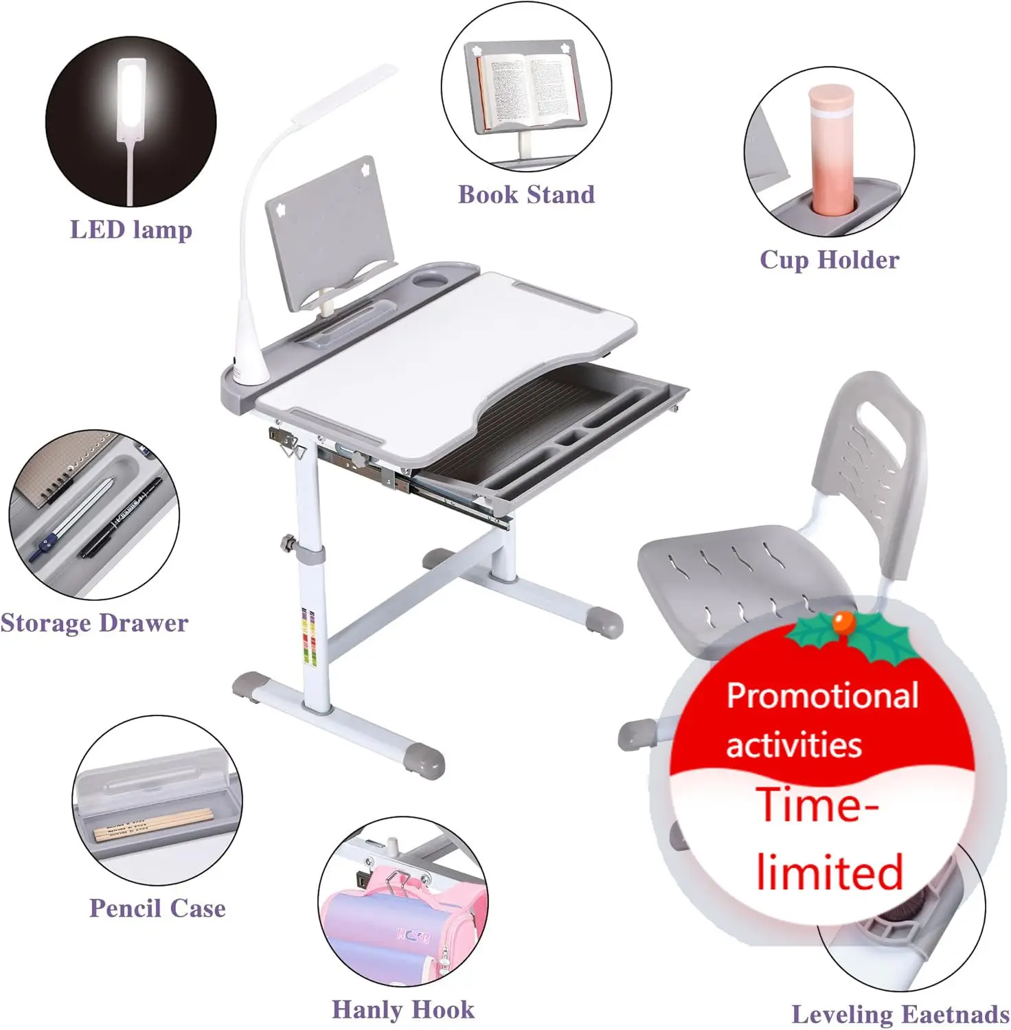 ® Kids Study Table and Chair Set, Height Adjustable Kids Art Desk, Ergonomic Study Desk for Kids, w/LED Lamp, Tilt Desktop, Pull
® Kids Study Table and Chair Set, Height Adjustable Kids Art Desk, Ergonomic Study Desk for Kids, w/LED Lamp, Tilt Desktop, Pull