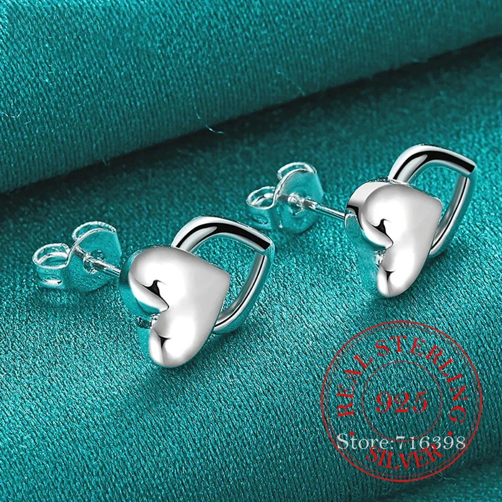 925 Sterling Silver Heart Stud Earrings For Woman Girls Wedding Engagement Fashion Party Charm Jewelry Gift
925 Sterling Silver Heart Stud Earrings For Woman Girls Wedding Engagement Fashion Party Charm Jewelry Gift