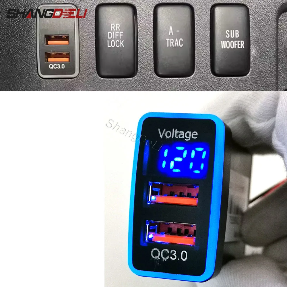 1PC Car Blue Light Charger USB QC3.0 Socket Charging Adapter with Voltage Display for Toyota FJ CRUISER PRADO 120
1PC Car Blue Light Charger USB QC3.0 Socket Charging Adapter with Voltage Display for Toyota FJ CRUISER PRADO 120