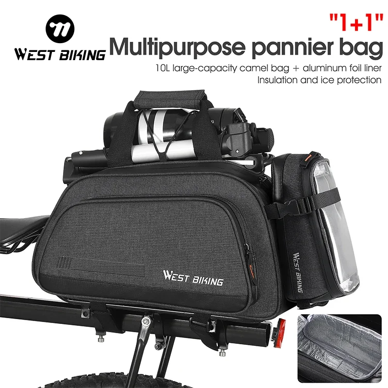 WEST BIKING 10L Bicycle Bag Large Capacity Rear Seat Bag 2 in 1 Portable Cycling Trunk Travel Bag MTB Road Bike Accessories
WEST BIKING 10L Bicycle Bag Large Capacity Rear Seat Bag 2 in 1 Portable Cycling Trunk Travel Bag MTB Road Bike Accessories