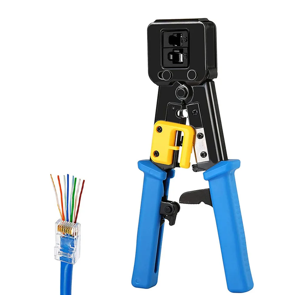 RJ45 Crimper Tool Pass Through Cutter for 6P 8P Multi-Function Cable Cat5 Cat5e Cat6 Crimping tool Network Wire Stripper
RJ45 Crimper Tool Pass Through Cutter for 6P 8P Multi-Function Cable Cat5 Cat5e Cat6 Crimping tool Network Wire Stripper