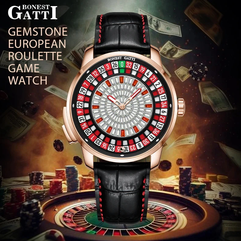 BONEST GATTI New Top Men Mechanical Watch Automatic Movement Arabic Numerals Rotating Dial Roulette Watch Diamond Luminous Hands
BONEST GATTI New Top Men Mechanical Watch Automatic Movement Arabic Numerals Rotating Dial Roulette Watch Diamond Luminous Hands