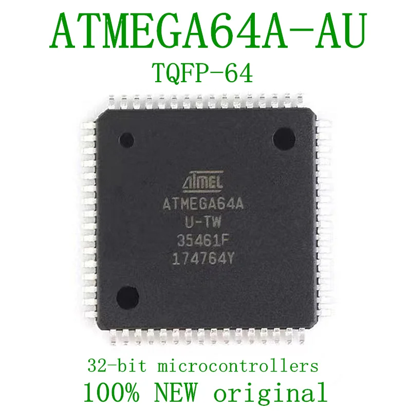 ATMEGA64A-AU Chip, 8-bit Microcontroller, 64K Flash, TQFP-64, 100% New
ATMEGA64A-AU Chip, 8-bit Microcontroller, 64K Flash, TQFP-64, 100% New