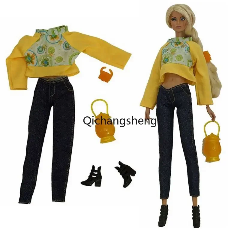 Yellow Crop Shirt Pants Boots Pail 1/6 Doll Clothes For Barbie Outfits Set For Barbie Clothing 11.5" Dolls Accessories Kids Toys 
Yellow Crop Shirt Pants Boots Pail 1/6 Doll Clothes For Barbie Outfits Set For Barbie Clothing 11.5" Dolls Accessories Kids Toys