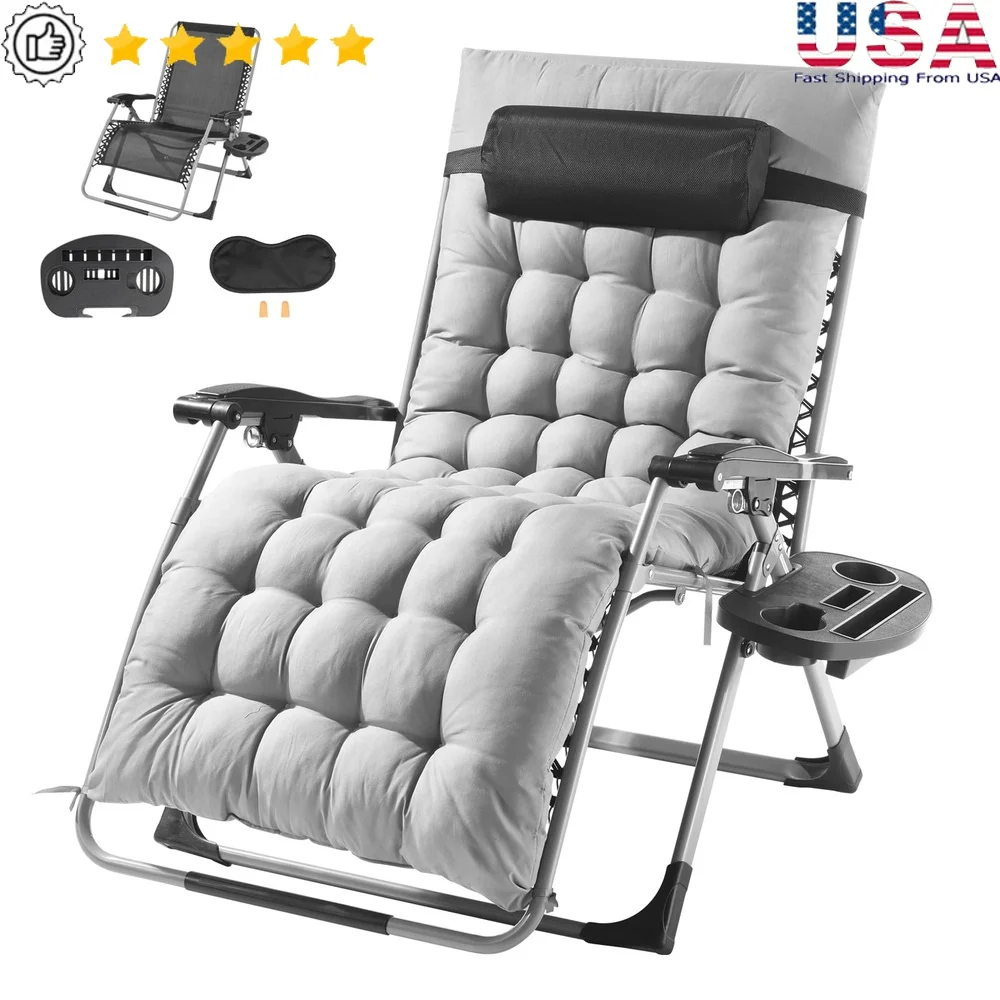 Folding Zero Gravity Recliner Chair Adjustable Lounge Chair with Cushion Headrest Cupholder Eye Mask Earplugs Outdoor Indoor Use
Folding Zero Gravity Recliner Chair Adjustable Lounge Chair with Cushion Headrest Cupholder Eye Mask Earplugs Outdoor Indoor Use