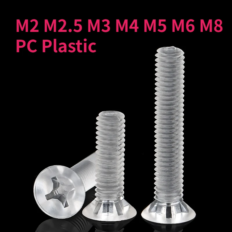 10/20/50pcs M2 M2.5 M3 M4 M5 M6 M8 Transparent PC Plastic Cross Phillips Flat Countersunk Head Screw Bolt
10/20/50pcs M2 M2.5 M3 M4 M5 M6 M8 Transparent PC Plastic Cross Phillips Flat Countersunk Head Screw Bolt