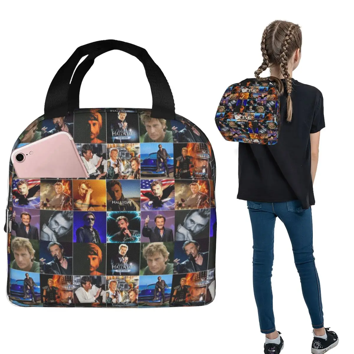Rock Johnny Hallyday Insulated Lunch Bag for Women Children Portable Food Boxes Thermal Lunch Box Tote
Rock Johnny Hallyday Insulated Lunch Bag for Women Children Portable Food Boxes Thermal Lunch Box Tote