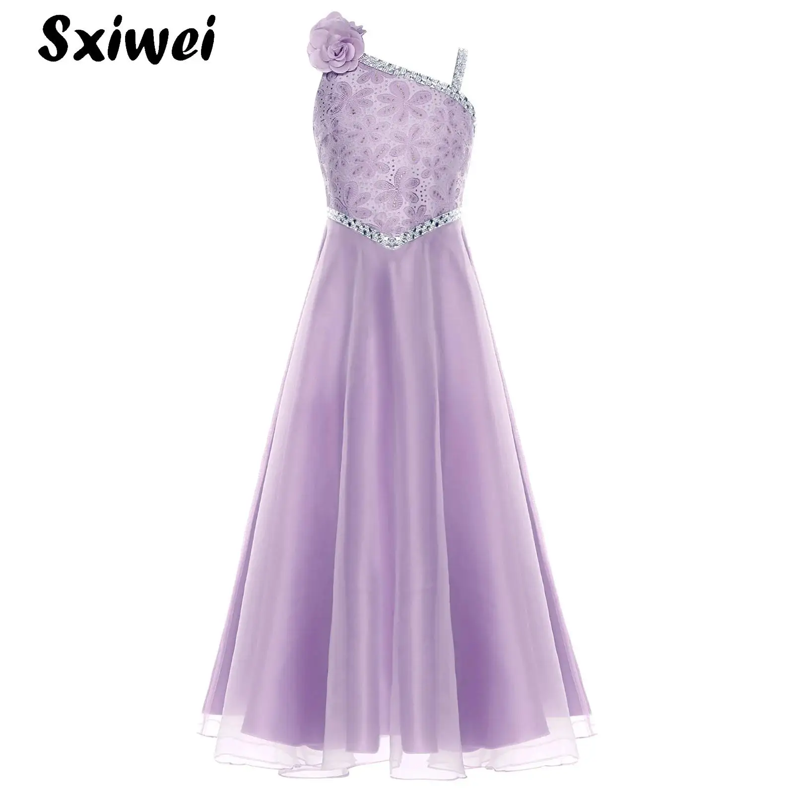 Sunny Fashion Girls Flower Dress Rhinestone Chiffon One Shoulder Elegant Bridesmaid Dance Ball Maxi Gown Wedding Evening Party
Sunny Fashion Girls Flower Dress Rhinestone Chiffon One Shoulder Elegant Bridesmaid Dance Ball Maxi Gown Wedding Evening Party