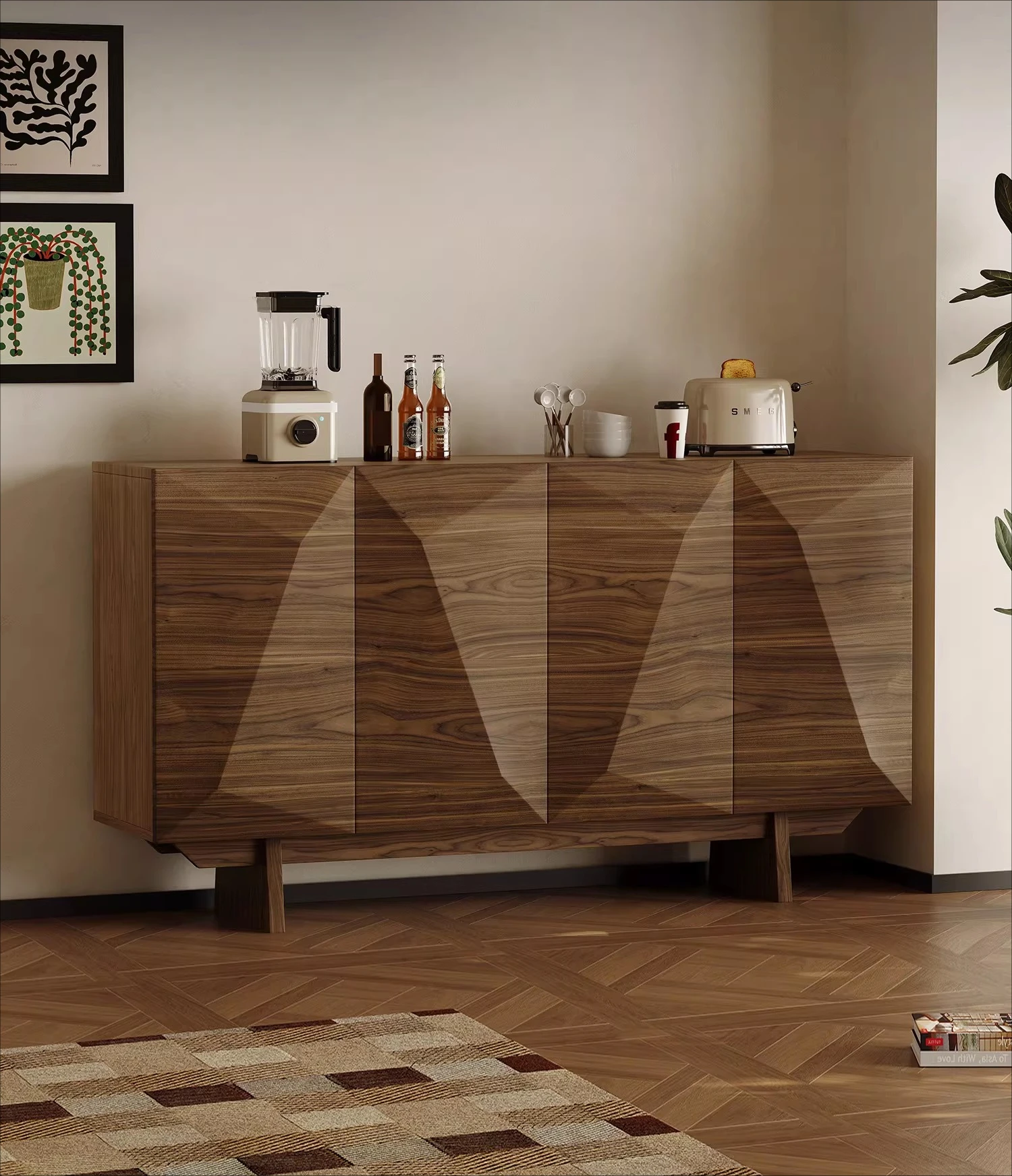 Буфет из массива дерева у стены, встроенный шкаф для хранения вещей, входной шкаф для гостиной в винтажном стиле.
Буфет из массива дерева у стены, встроенный шкаф для хранения вещей, входной шкаф для гостиной в винтажном стиле.