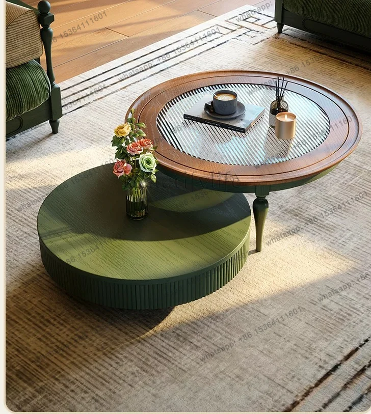 Medieval coffee table living room size round combination solid wood coffee table French retro small apartment living room
Medieval coffee table living room size round combination solid wood coffee table French retro small apartment living room
