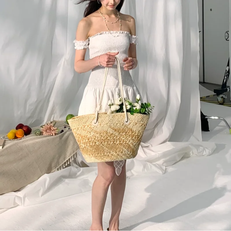 Colorful Hand-woven Tote Bag Bucket-shaped Large-capacity Open-pocket Shoulder Bag Casual Versatile Travel Vacation Beach Bag
Colorful Hand-woven Tote Bag Bucket-shaped Large-capacity Open-pocket Shoulder Bag Casual Versatile Travel Vacation Beach Bag