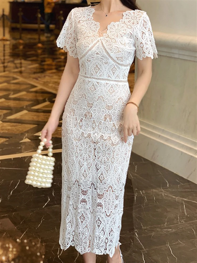Mesh Short Sleeve Party Elegant Dress Lace 2023 Boho Vintage Woman Solid A-Line Sexy Summer Embroidery Dresses Women Clothes
Mesh Short Sleeve Party Elegant Dress Lace 2023 Boho Vintage Woman Solid A-Line Sexy Summer Embroidery Dresses Women Clothes