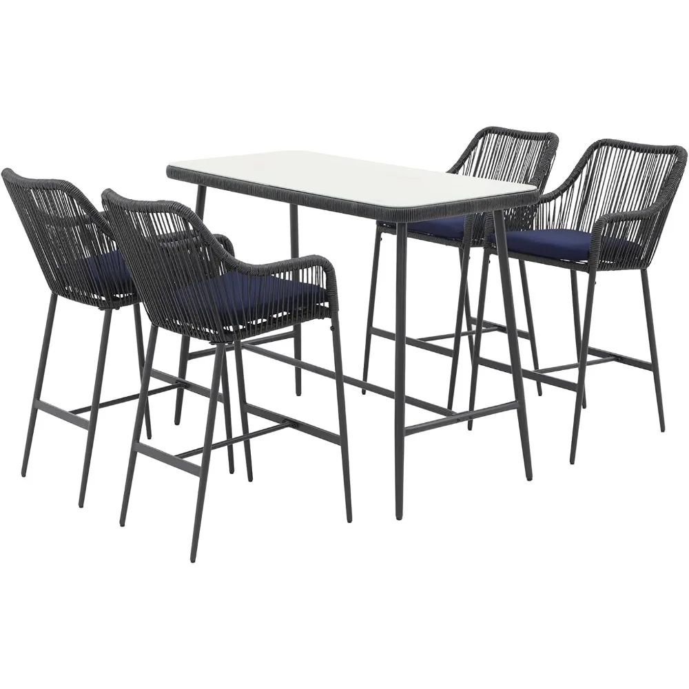 5-Piece Patio Bar Dining Set, Bar Height Outdoor Table and Chairs Set with 4 Bar Stools, Cushions & 41" Table for Patio
5-Piece Patio Bar Dining Set, Bar Height Outdoor Table and Chairs Set with 4 Bar Stools, Cushions & 41" Table for Patio