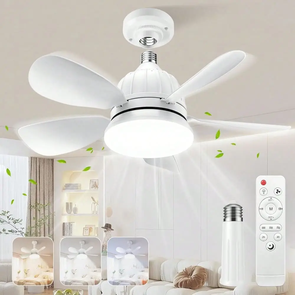Socket Fan Light With Remote 18 Small Ceiling Fans With Lights, 2000 Lumens Dimmable Led Bulb, 3 Colors 3000K6500K, Easy Instal
Socket Fan Light With Remote 18 Small Ceiling Fans With Lights, 2000 Lumens Dimmable Led Bulb, 3 Colors 3000K6500K, Easy Instal