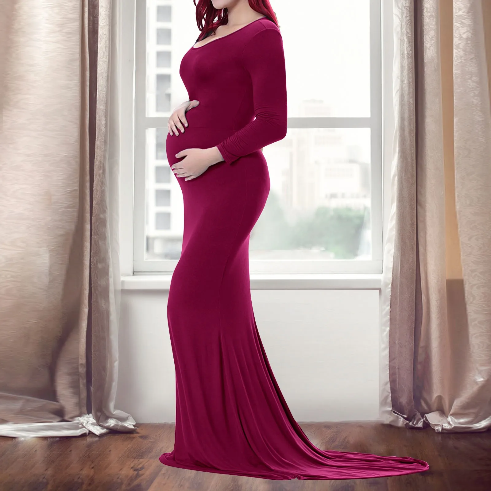 Women'S Cotton Maternity Dress Crewneck Neck Long Sleeve Trailing Jumpsuit Long Photography Dresses Casual Elegant Elastic Dress
Women'S Cotton Maternity Dress Crewneck Neck Long Sleeve Trailing Jumpsuit Long Photography Dresses Casual Elegant Elastic Dress