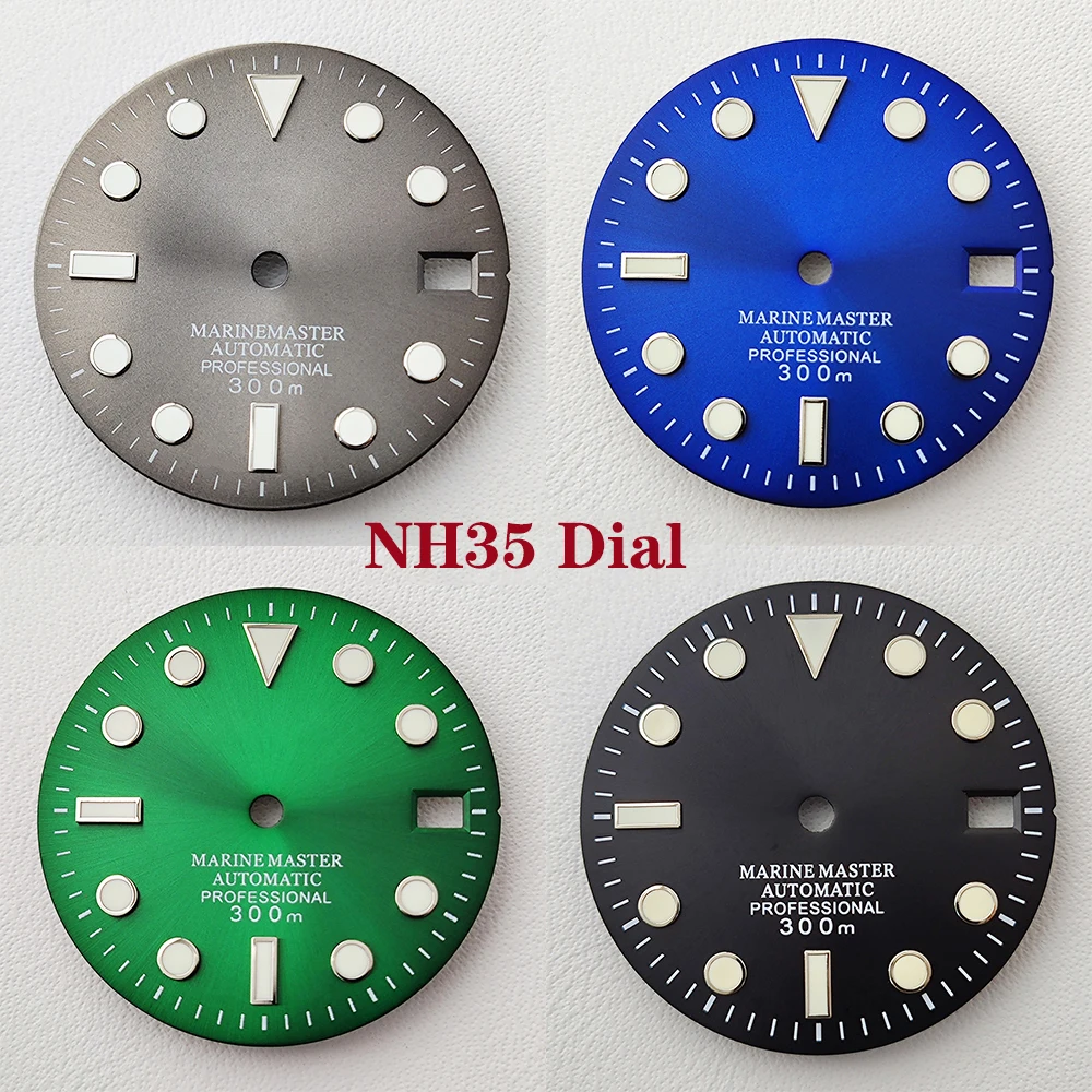 NH35 dial dial 28.5mm Watch dial green luminous dial Suitable for NH35/36 movement watch accessories Watch repair tool
NH35 dial dial 28.5mm Watch dial green luminous dial Suitable for NH35/36 movement watch accessories Watch repair tool