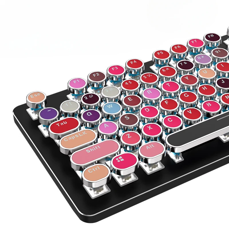 Lipstick color electroplating steampunk retro round colorful mechanical keyboard universal 104 keycaps
Lipstick color electroplating steampunk retro round colorful mechanical keyboard universal 104 keycaps