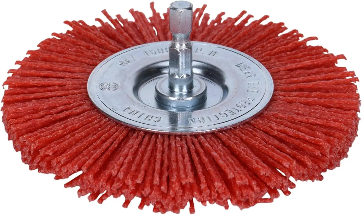 4" Radial Nylon Brush, 80 Grit, 1/4" Quick Change Shank, 4500 RPM - for Metal, Wood, Plastic, Masonry
4" Radial Nylon Brush, 80 Grit, 1/4" Quick Change Shank, 4500 RPM - for Metal, Wood, Plastic, Masonry
