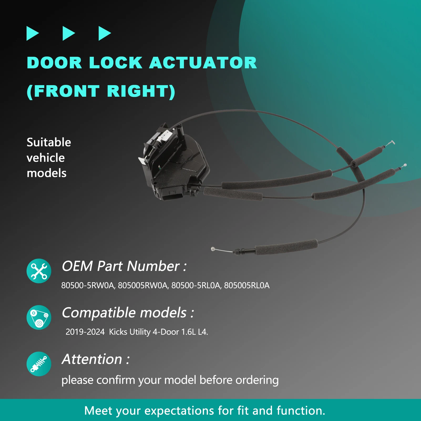 Front Door Lock Latch Actuator for 2018-2024 Nissan Kicks Right Passenger Side Replace 80500-5RW0A 80500-5RL0A
Front Door Lock Latch Actuator for 2018-2024 Nissan Kicks Right Passenger Side Replace 80500-5RW0A 80500-5RL0A