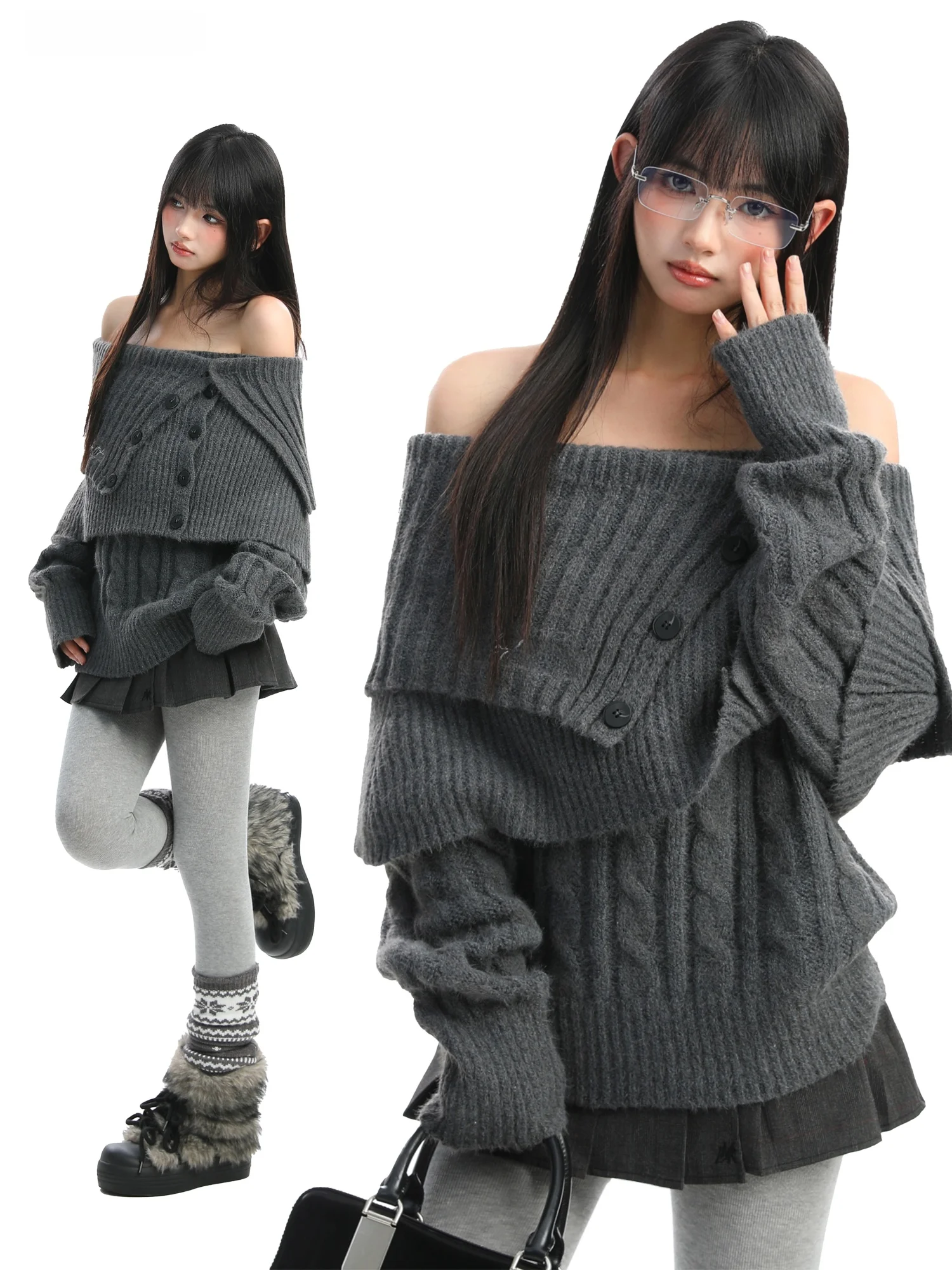 Женский вязаный свитер с узором «косы», осенне-зимний, на одно плечо, плотный, теплый, с длинными рукавами, на пуговицах
Женский вязаный свитер с узором «косы», осенне-зимний, на одно плечо, плотный, теплый, с длинными рукавами, на пуговицах