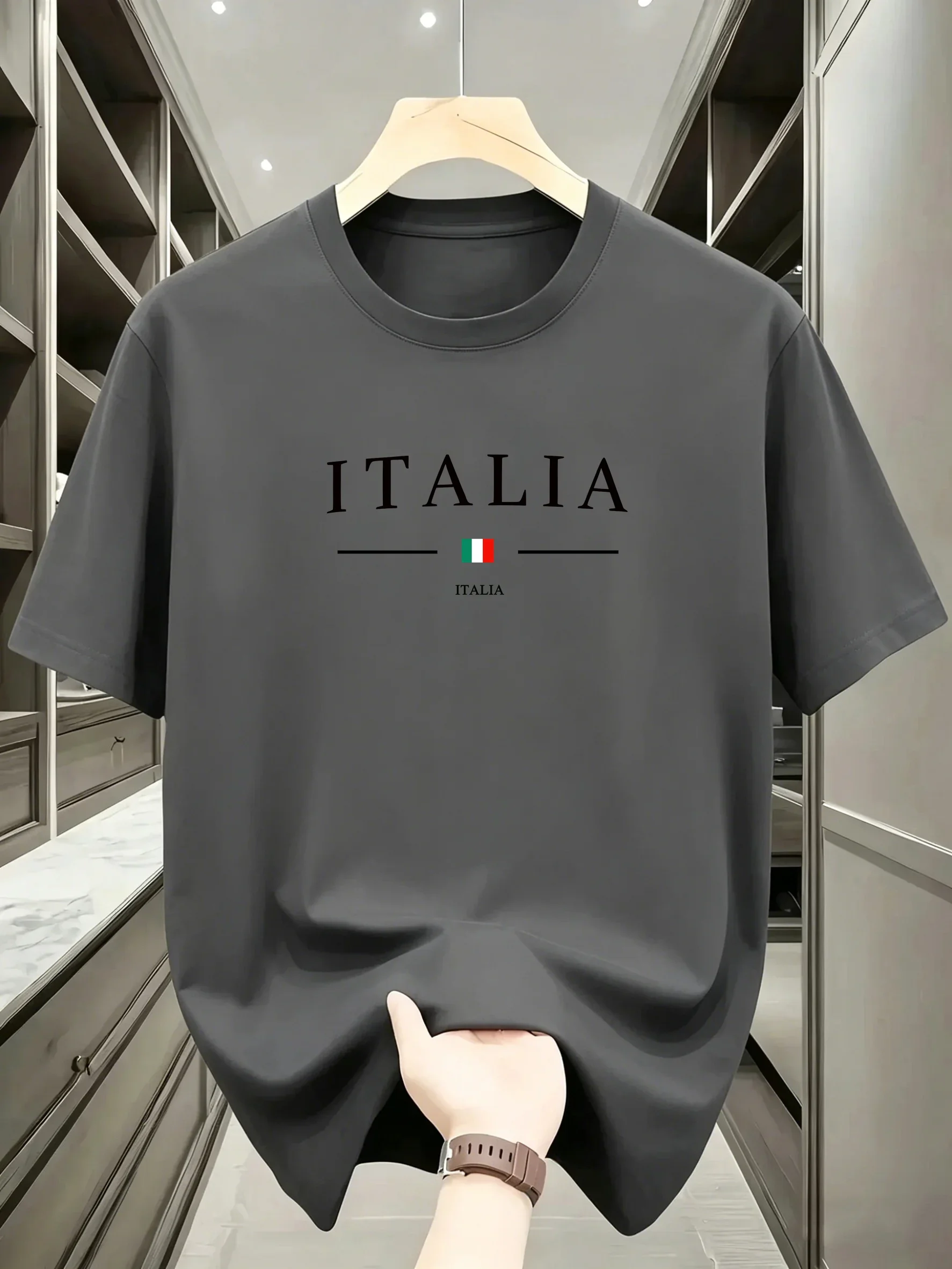Men's Summer Sports Quick Drying T-shirt Fashionable Milan Letter Printed Round Neck Short Sleeved T-shirt Casual Top
Men's Summer Sports Quick Drying T-shirt Fashionable Milan Letter Printed Round Neck Short Sleeved T-shirt Casual Top