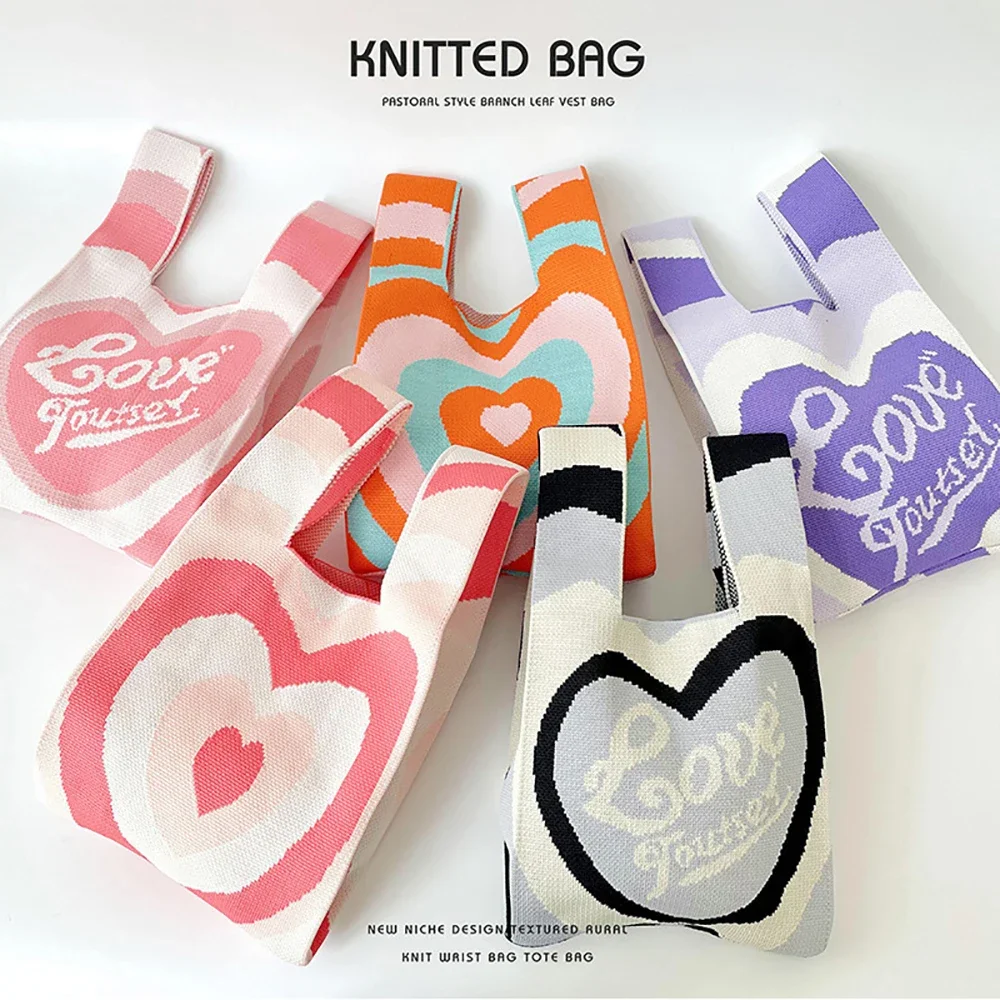 Handmade Knit Handbag Women Mini Knot Wrist-bag Female Casual Color Wide Stripe Plaid Tote Bag Student Reusable Shopping Bag
Handmade Knit Handbag Women Mini Knot Wrist-bag Female Casual Color Wide Stripe Plaid Tote Bag Student Reusable Shopping Bag