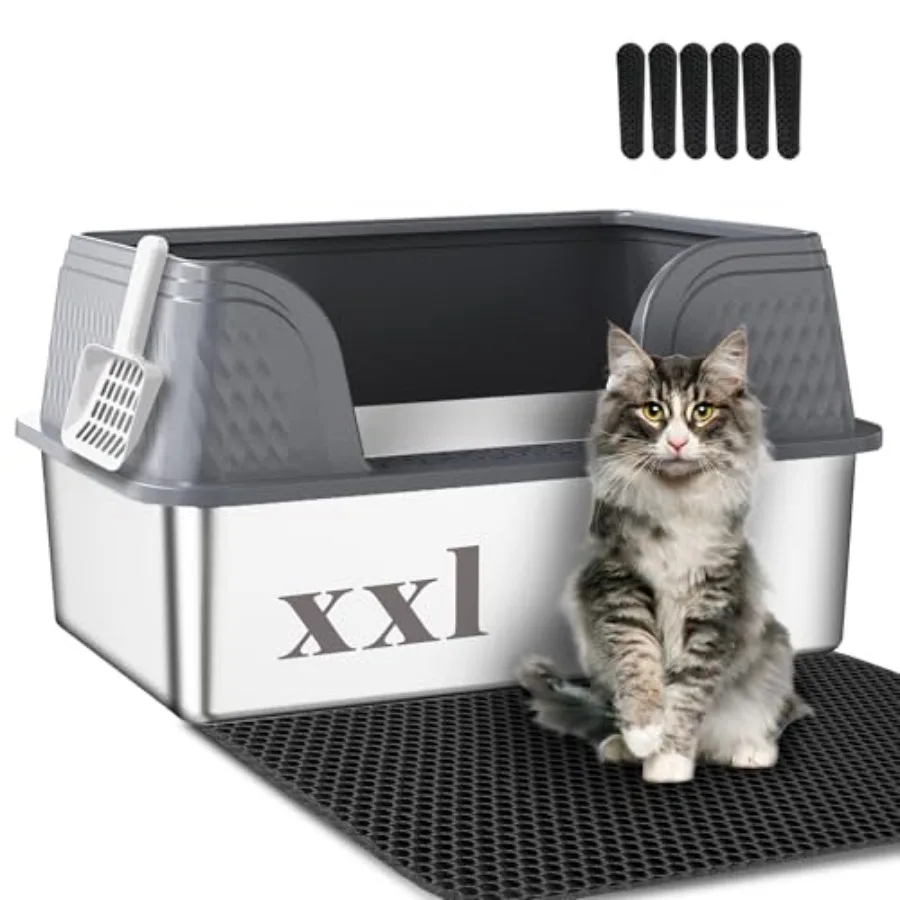 Stainless Steel Litter Box with High Sided Deep Side Entry Deep Extra Large Metal Litter Box Included Mat and Scoop Anti-Urine
Stainless Steel Litter Box with High Sided Deep Side Entry Deep Extra Large Metal Litter Box Included Mat and Scoop Anti-Urine