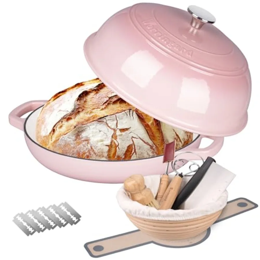 Enameled Cast Iron Dutch Oven Pot with Lid Bread Oven for Sourdough Bread Baking Dutch Ovens with Bread Proofing Basketand Baki
Enameled Cast Iron Dutch Oven Pot with Lid Bread Oven for Sourdough Bread Baking Dutch Ovens with Bread Proofing Basketand Baki