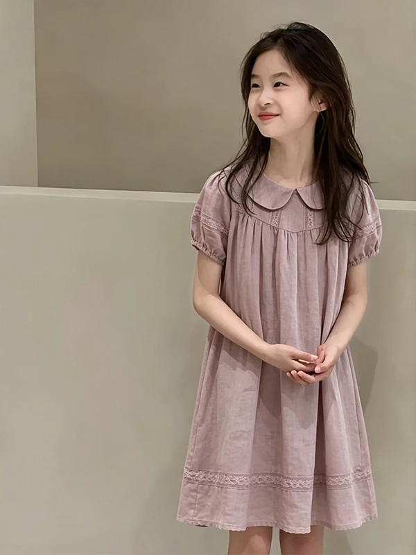 Girls Summer Dress Retro Flax Fabric Short Sleeve Mid-Light Waist V-Neck Long Dress Children's Clothing Casual Style Kids Skirt
Girls Summer Dress Retro Flax Fabric Short Sleeve Mid-Light Waist V-Neck Long Dress Children's Clothing Casual Style Kids Skirt