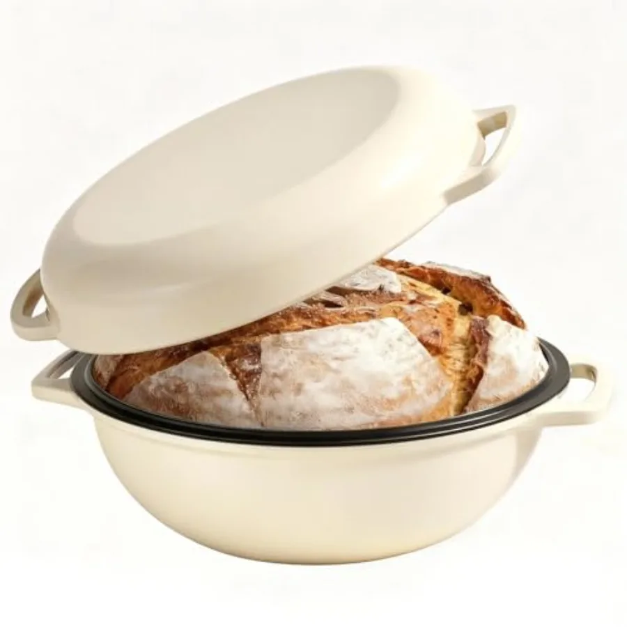 2-in-1 Multifunctional Enameled Cast Iron Dutch Oven 6QT Loaf Pan with Dual Handles Perfect for Baking Sourdough Roasting Brais
2-in-1 Multifunctional Enameled Cast Iron Dutch Oven 6QT Loaf Pan with Dual Handles Perfect for Baking Sourdough Roasting Brais