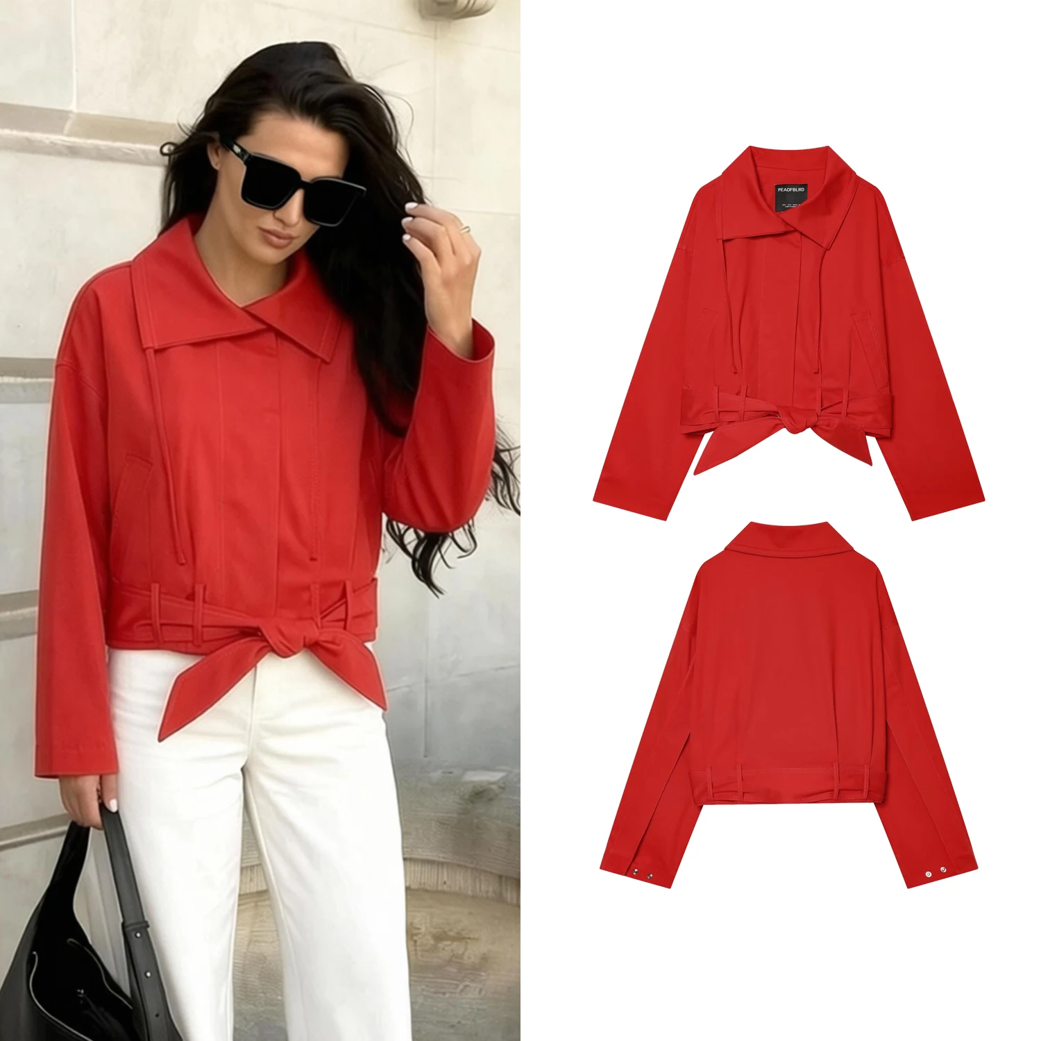 Women's Trendy Red Turtleneck Jacket with Belt Spring Summer High Street Short Coat Chic Leisure Female Outerwear
Women's Trendy Red Turtleneck Jacket with Belt Spring Summer High Street Short Coat Chic Leisure Female Outerwear