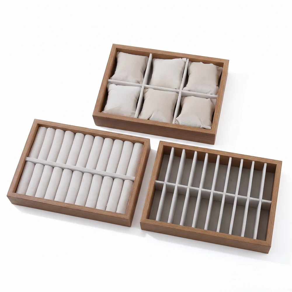 1 Pcs Shopping mall counter jewelry tray display walnut box flannel jewelry storage large capacity ring necklace display tray
1 Pcs Shopping mall counter jewelry tray display walnut box flannel jewelry storage large capacity ring necklace display tray