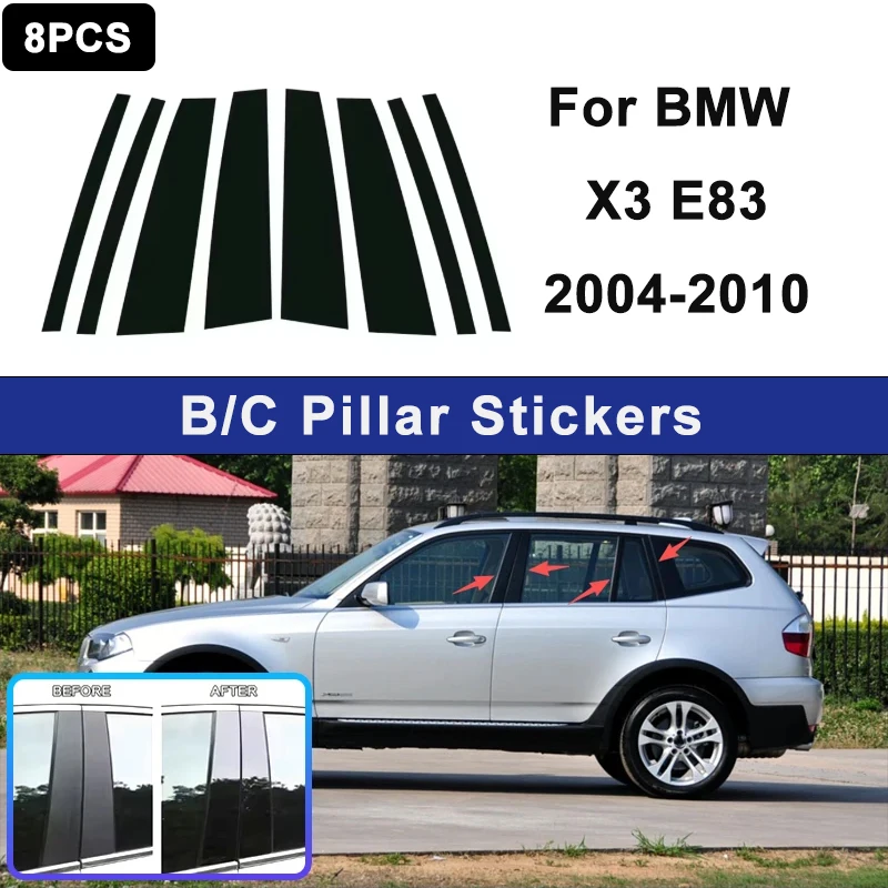 For BMW X3 E83 2004-2010 Glossy Black PC Material Window Column Car Door Center B C Pillar Post Cover Trim Car Accessories
For BMW X3 E83 2004-2010 Glossy Black PC Material Window Column Car Door Center B C Pillar Post Cover Trim Car Accessories