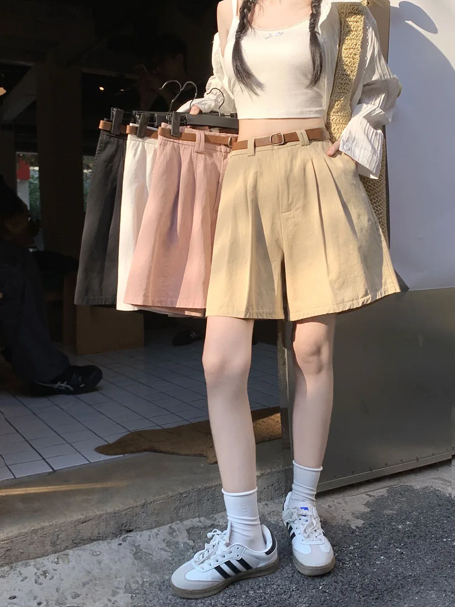 S-XL 4Colors Spring shorts 2025 High Waist Wide Leg Shorts Womens Korean style girls Casual safari Shorts womens+Belt (mm7595
S-XL 4Colors Spring shorts 2025 High Waist Wide Leg Shorts Womens Korean style girls Casual safari Shorts womens+Belt (mm7595