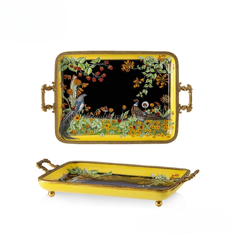 European luxury living room coffee table dried fruit saucer square storage plate
European luxury living room coffee table dried fruit saucer square storage plate