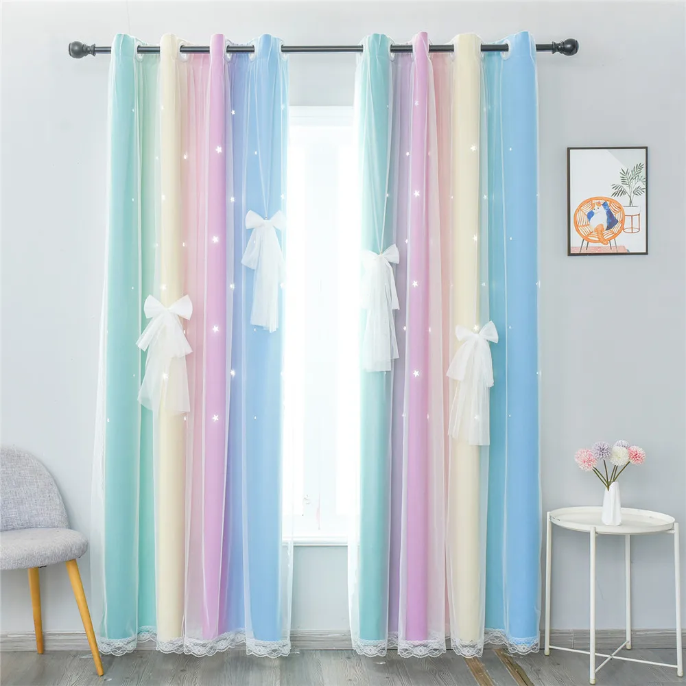 Striped Gradient Double Layer Star Blackout Curtains For Living Room Kids Girls Bedroom Window Curtain Custom
Striped Gradient Double Layer Star Blackout Curtains For Living Room Kids Girls Bedroom Window Curtain Custom