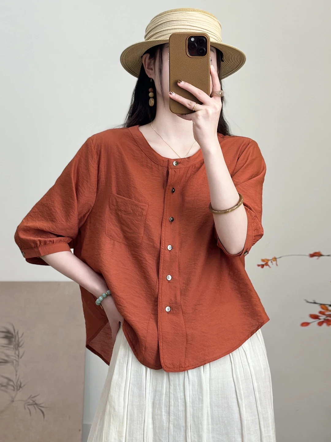 New Chinese Style National Trend Pumpkin Orange Short Sleeve Shirt Women's Spring Summer New Style Small Shirt for Plump MM T...
New Chinese Style National Trend Pumpkin Orange Short Sleeve Shirt Women's Spring Summer New Style Small Shirt for Plump MM T...