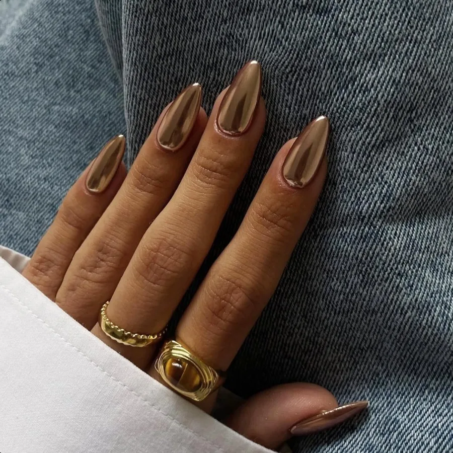 Bronze Chrome Pr on Nails Medium Almond Metallic Brown Acrylic Fake Nails Medium Stiletto Glitter Glue on Nails for Women Fall
Bronze Chrome Pr on Nails Medium Almond Metallic Brown Acrylic Fake Nails Medium Stiletto Glitter Glue on Nails for Women Fall