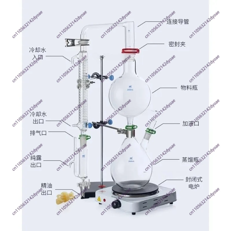Suitable for essential oil extraction separator, petal flower extraction, essential hydrosol extraction and separation device
Suitable for essential oil extraction separator, petal flower extraction, essential hydrosol extraction and separation device
